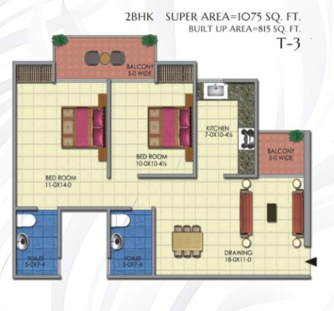 White House 2BHK Floor Plan